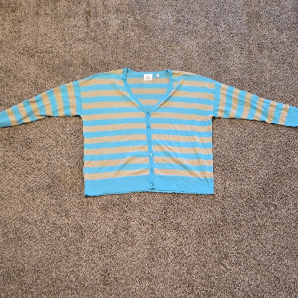 Striped Blue and Tan Women's Cardigan